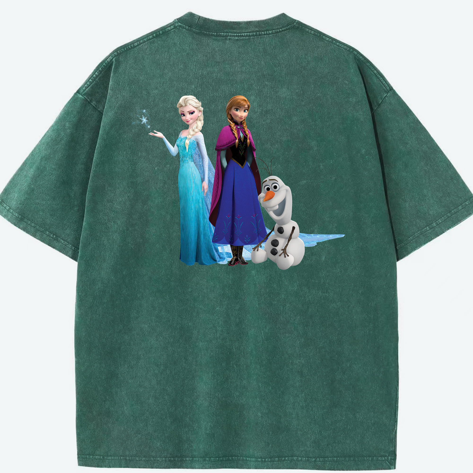 （画像用） アナと雪の女王 アンナ エルサ Frozen Anna Elsa 綿100% ヴィンテージ風 半袖Tシャツ（背面プリント）